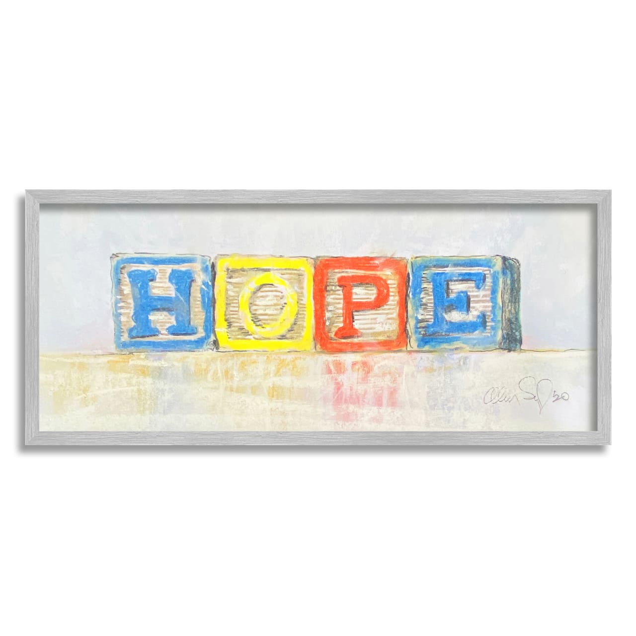 Stupell Industries Hope Typography Vintage Kids' Building Block Arrangement Framed Wall Art
